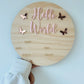 Hello World - blush pink butterfly plaque