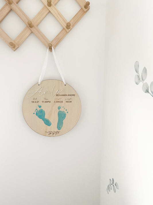 Baby footprint plaque