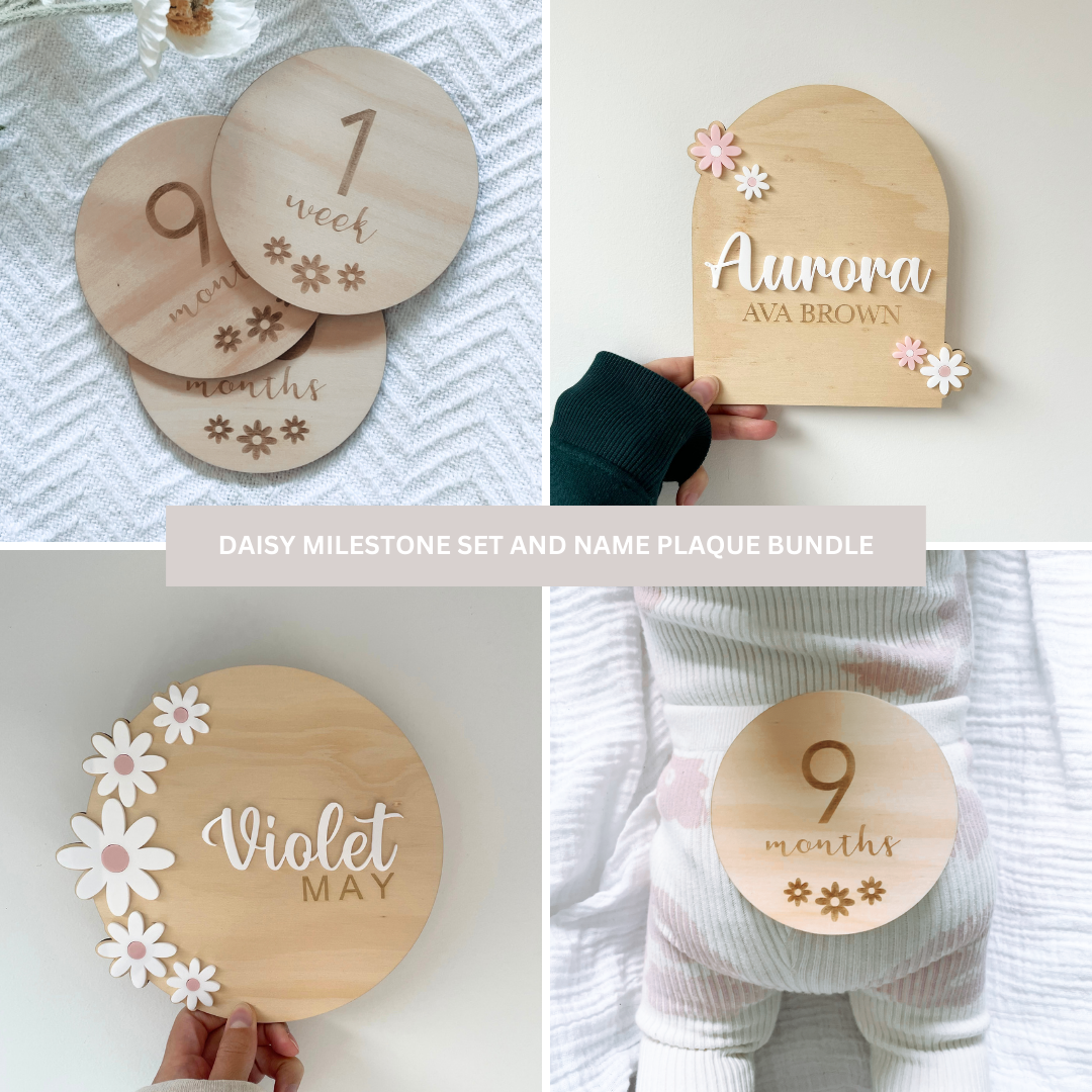 Daisy bundle - milestone set and name plaque