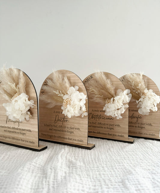 Midwife/doctor gift - dried floral plaque