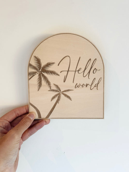 Palm tree themed birth announcement