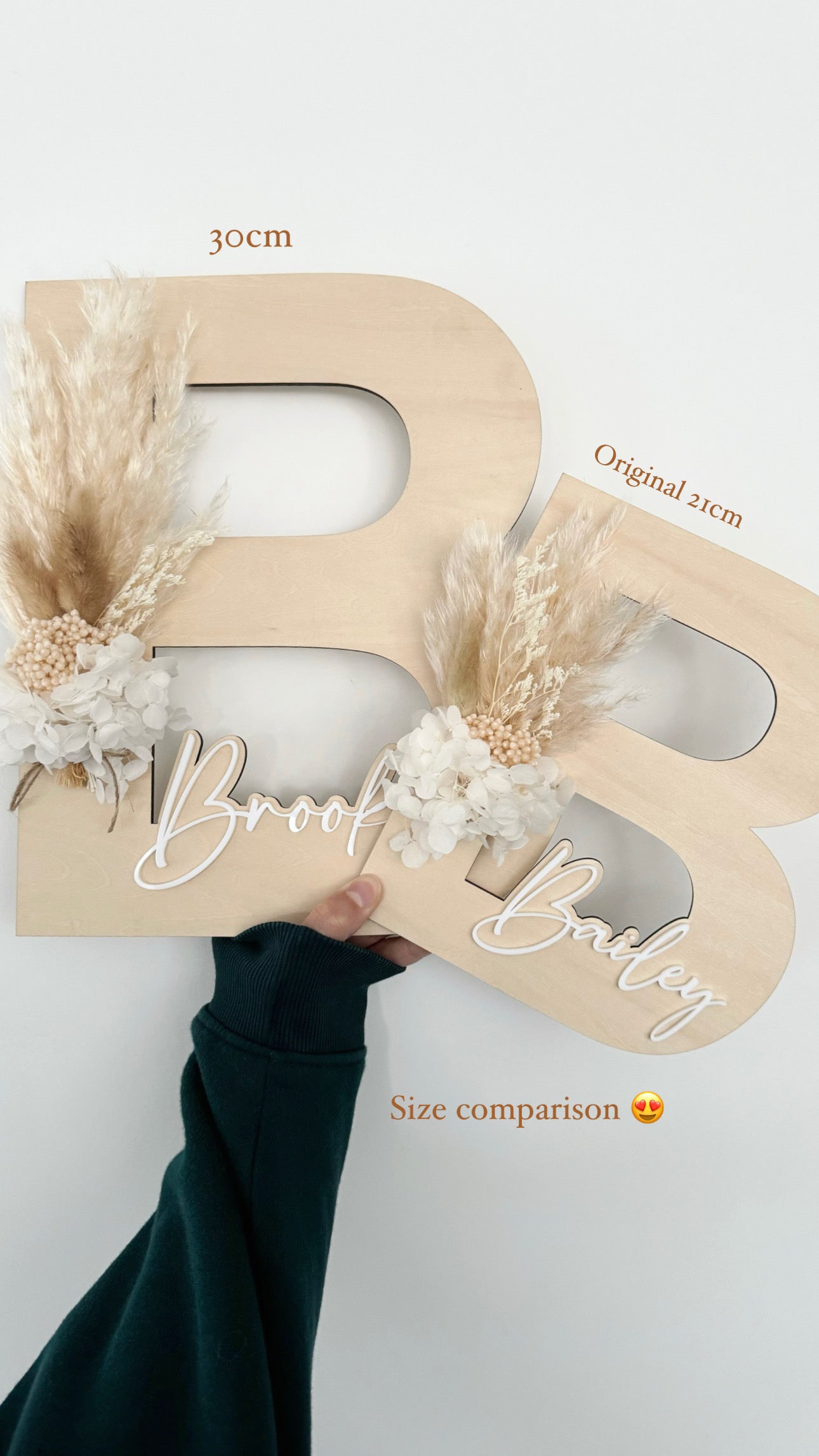 Large 30cm dried floral letter