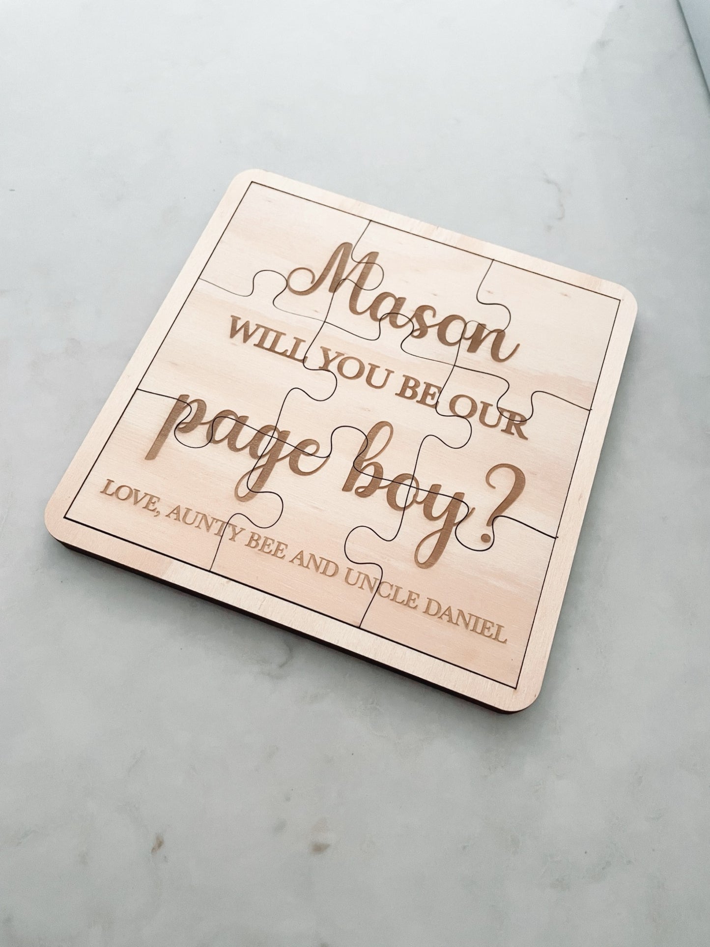 Page boy proposal puzzle