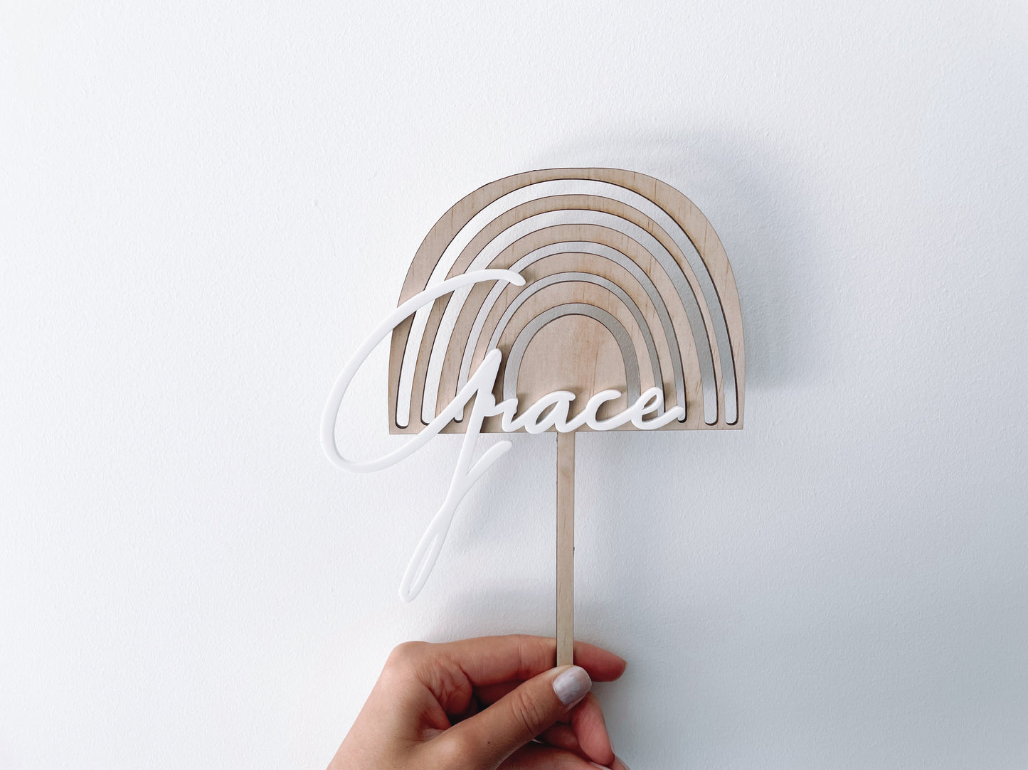 Personalised cut-out rainbow cake topper