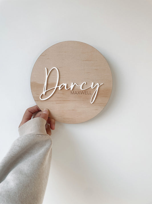 Personalised name plaque