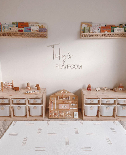 Toy storage wooden labels