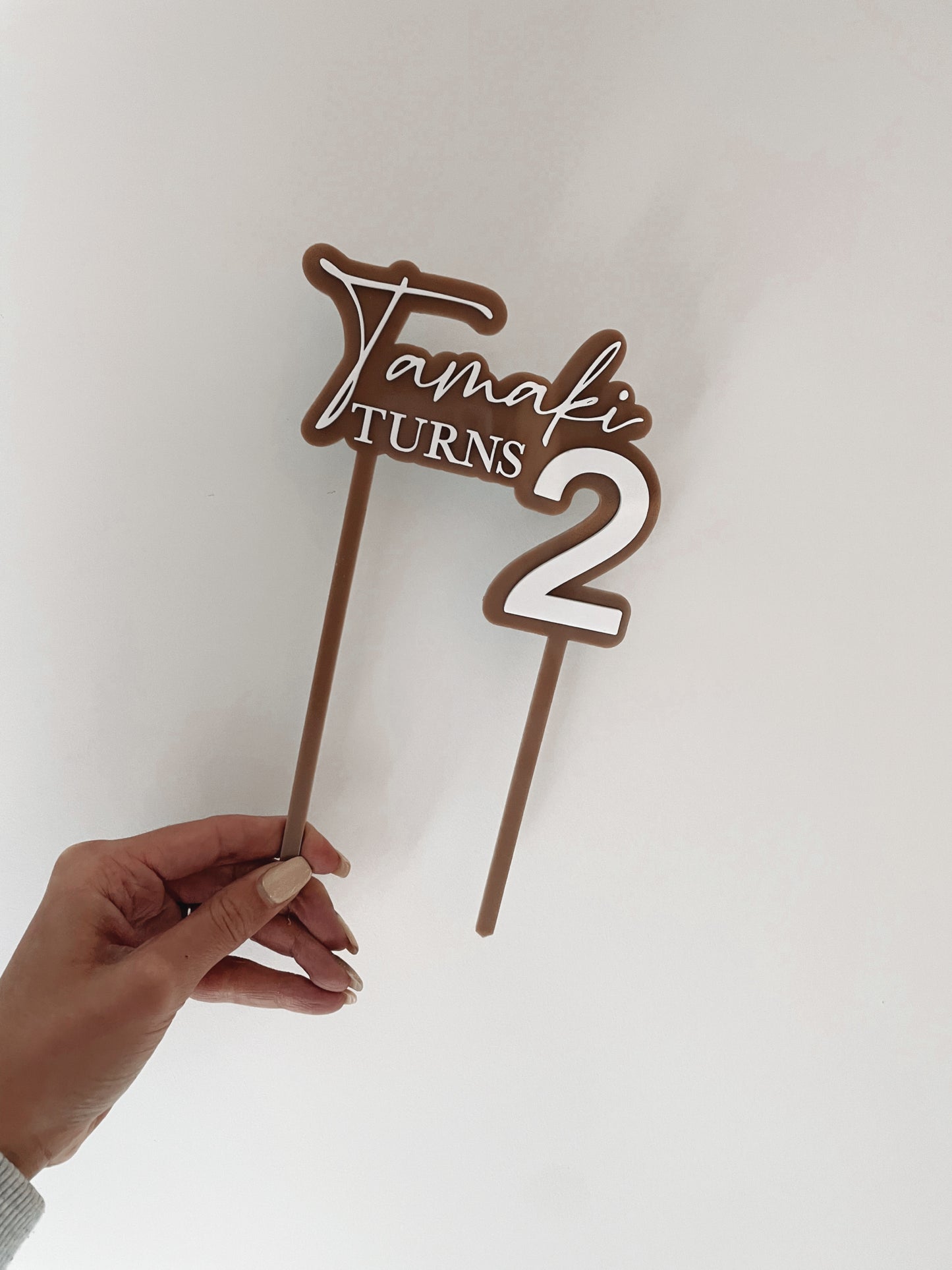 Double layered acrylic cake topper