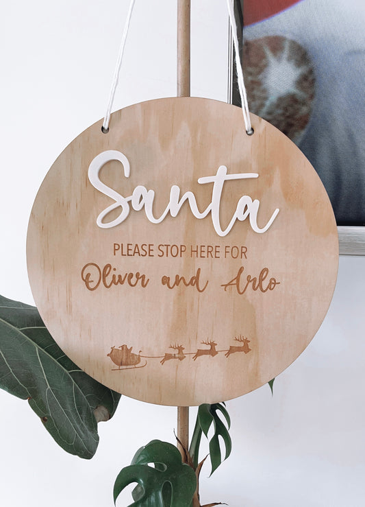 Santa stop here sign